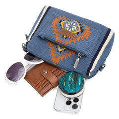 WG174-1832  Wrangler Southwestern Knitted Crossbody Bag - Jean