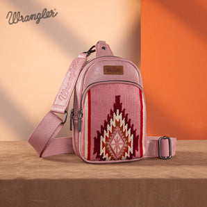WG174-210 Wrangler Southwestern Knitted Sling Bag - Hot Pink