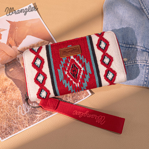 WG174-W0062   Wrangler Southwestern Knitted Wallet/Wristlet - Burgundy