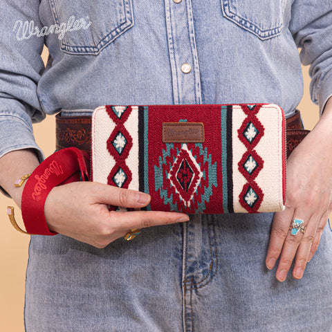 WG174-W0062   Wrangler Southwestern Knitted Wallet/Wristlet - Burgundy