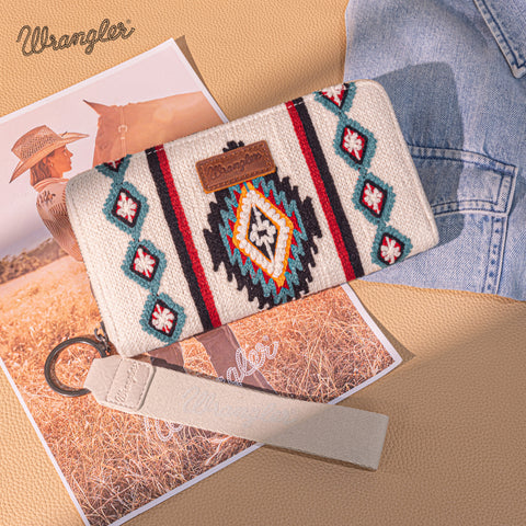 WG174-W0062   Wrangler Southwestern Knitted Wallet/Wristlet - Beige