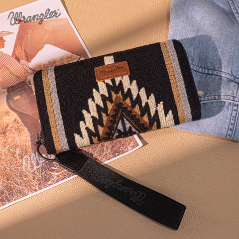 WG174-W006   Wrangler Southwestern Knitted Wallet/Wristlet - Black