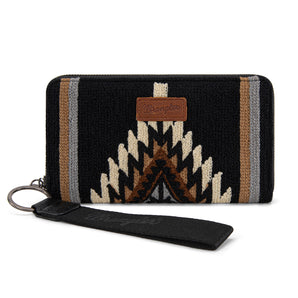 WG174-W006 Wrangler Southwestern Knitted Wallet/Wristlet - Black