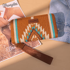 WG174-W006   Wrangler Southwestern Knitted Wallet/Wristlet - Brown