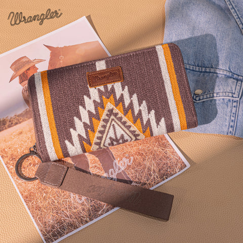 WG174-W006   Wrangler Southwestern Knitted Wallet/Wristlet - Coffee