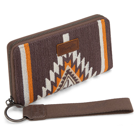 WG174-W006   Wrangler Southwestern Knitted Wallet/Wristlet - Coffee