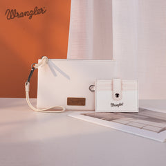 WG184-W049  Wrangler Dual Pouch/Wristlet Credit Cardholder Wallet -Beige