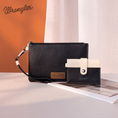 WG184-W049  Wrangler Dual Pouch/Wristlet Credit Cardholder Wallet -Black