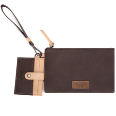 WG184-W049  Wrangler Dual Pouch/Wristlet Credit Cardholder Wallet - Coffee