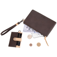 WG184-W049  Wrangler Dual Pouch/Wristlet Credit Cardholder Wallet - Coffee