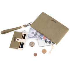 WG184-W049  Wrangler Dual Pouch/Wristlet Credit Cardholder Wallet -Green