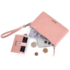WG184-W049  Wrangler Dual Pouch/Wristlet Credit Cardholder Wallet - Pink
