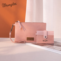 WG184-W049  Wrangler Dual Pouch/Wristlet Credit Cardholder Wallet - Pink