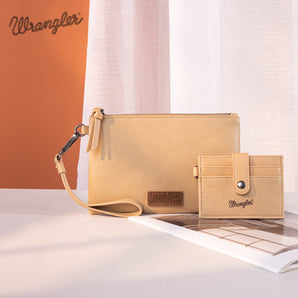 WG184-W049 Wrangler Dual Pouch/Wristlet Credit Cardholder Wallet - Tan