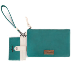 WG184-W049  Wrangler Dual Pouch/Wristlet Credit Cardholder Wallet -Turquoise