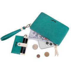 WG184-W049  Wrangler Dual Pouch/Wristlet Credit Cardholder Wallet -Turquoise