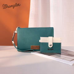 WG184-W049  Wrangler Dual Pouch/Wristlet Credit Cardholder Wallet -Turquoise
