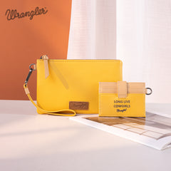 WG184-W049  Wrangler Dual Pouch/Wristlet Credit Cardholder Wallet -Yellow