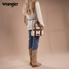 WG185-5112 Wrangler Whipstitch  Collection Satchel/Crossbody Bag -Beige