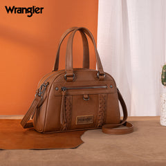 WG185-5112 Wrangler Whipstitch  Collection Satchel/Crossbody Bag -Brown