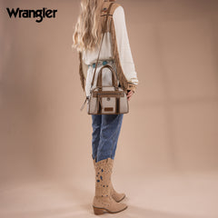 WG185-5112 Wrangler Whipstitch  Collection Satchel/Crossbody Bag -Light Grey