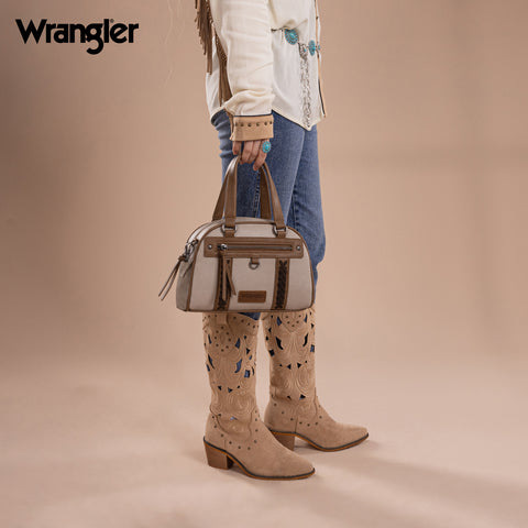 WG185-5112 Wrangler Whipstitch  Collection Satchel/Crossbody Bag -Light Grey