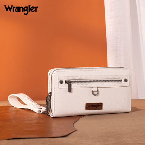 WG185-W050  Wrangler Dual Zipper Compartment Large Wallet  -Beige