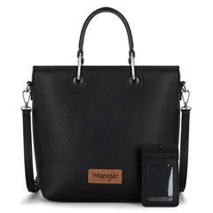 WG188-8312 Wrangler Top Handle Tote/Crossbody Detachable Key Ring Card Holder -Black