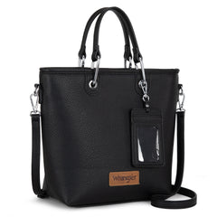 WG188-8312 Wrangler Top Handle Tote/Crossbody Detachable Key Ring Card Holder -Black