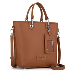 WG188-8312 Wrangler Top Handle Tote/Crossbody Detachable Key Ring Card Holder -Brown