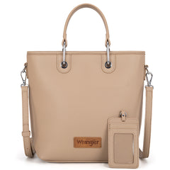WG188-8312 Wrangler Top Handle Tote/Crossbody Detachable Key Ring Card Holder -Khaki