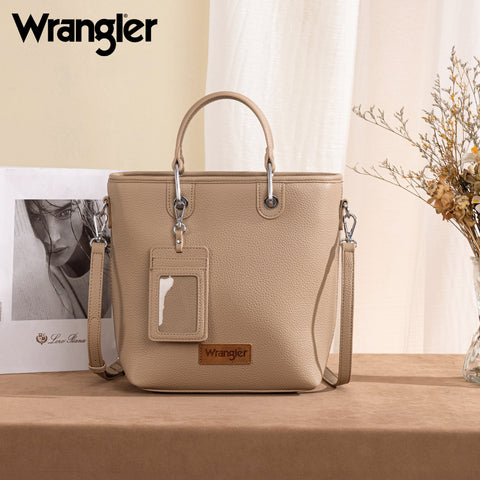 WG188-8312 Wrangler Top Handle Tote/Crossbody Detachable Key Ring Card Holder -Khaki
