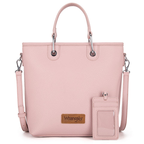 WG188-8312 Wrangler Top Handle Tote/Crossbody Detachable Key Ring Card Holder - Pink