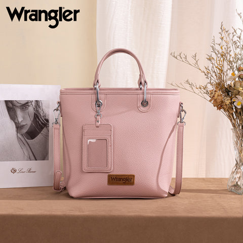 WG188-8312 Wrangler Top Handle Tote/Crossbody Detachable Key Ring Card Holder - Pink