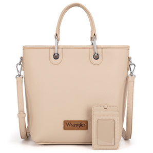 WG188-8312 Wrangler Top Handle Tote/Crossbody Detachable Key Ring Card Holder - Tan
