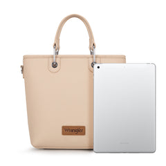 WG188-8312 Wrangler Top Handle Tote/Crossbody Detachable Key Ring Card Holder -Tan