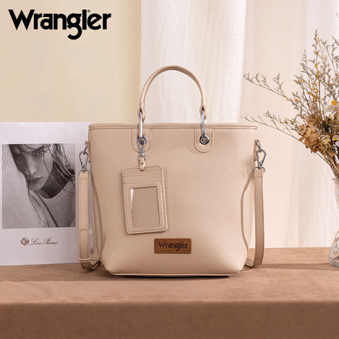 WG188-8312 Wrangler Top Handle Tote/Crossbody Detachable Key Ring Card Holder -Tan