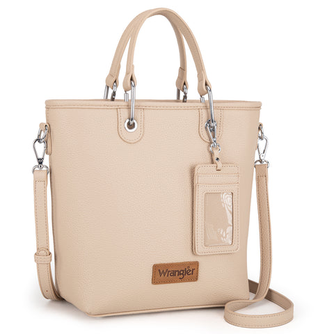 WG188-8312 Wrangler Top Handle Tote/Crossbody Detachable Key Ring Card Holder -Tan