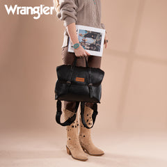 WG190-8319  Wrangler Top Handle Carry Satchel/Laptop Bag/Backpack/Crossbody - Black