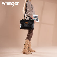WG190-8319  Wrangler Top Handle Carry Satchel/Laptop Bag/Backpack/Crossbody - Black