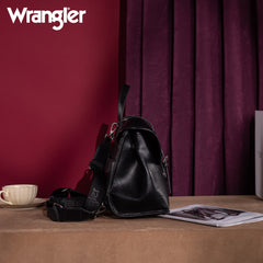 WG190-8319  Wrangler Top Handle Carry Satchel/Laptop Bag/Backpack/Crossbody - Black