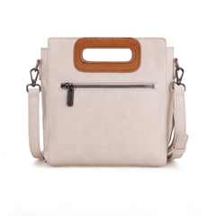 WG193-2003  Wrangler Top Handle Boot Scroll Fringe Tote/Crossbody -Beige