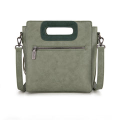 WG193-2003  Wrangler Top Handle Boot Scroll Fringe Tote/Crossbody -Green
