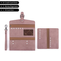 WG195-W054  Wrangler Western Cow-Print Tri-fold RFID Wallet/Wristlet With Detachable Credit Card Holder - Pink