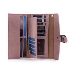 WG195-W054  Wrangler Western Cow-Print Tri-fold RFID Wallet/Wristlet With Detachable Credit Card Holder - Pink