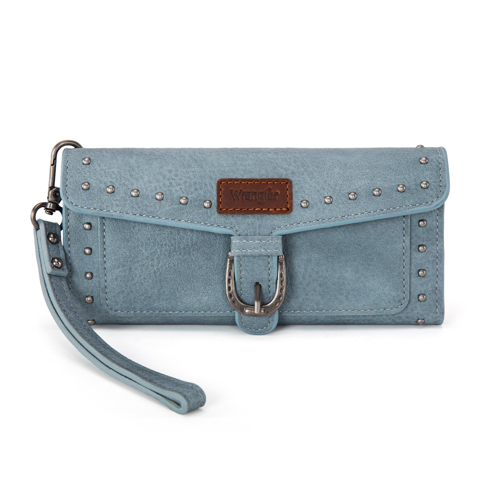 WG195-W055 Wrangler Western Tri-fold RFID Wallet/Wristlet With Detachable Credit Card Holder -Jean