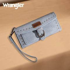 WG195-W055  Wrangler Western  Tri-fold RFID Wallet/Wristlet With Detachable Credit Card Holder -Jean