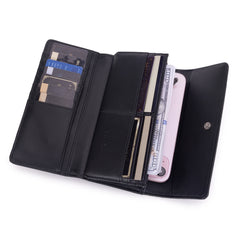WG196-W056  Wrangler Western Floral Tooled Tri-fold RFID Wallet/Wristlet - Black
