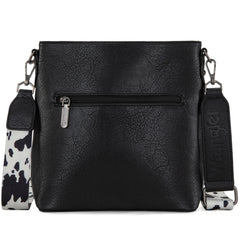 WG20-83601  Wrangler Cow Print Crossbody Bag -Black