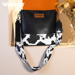 WG20-83601  Wrangler Cow Print Crossbody Bag -Black